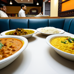 Home 22 A Colorful Indian Feast**
"A table laden with a vibrant assortment of Indian dishes: dal, biryani, various curries, naan bread, and lassi. Focus on the textures and colors of the food. Set in a well-lit, family-friendly restaurant. Fully clothed patrons are visible in the background, enjoying their meals. Professional food photography, high quality, perfect lighting, safe for work, appropriate content, fully clothed, professional, modest."
**