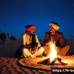 Home 21 라자스탄 사막 투어 가이드 - **Prompt:** A serene and culturally rich scene in the Thar Desert at twilight. A local Rajasthani gu...
